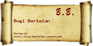 Bogi Bertalan névjegykártya